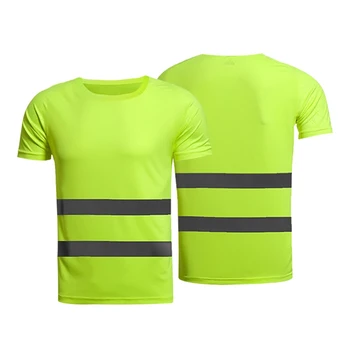 Vasaros Fluorescencinė geltona oranžinė didelio matomumo saugos darbe veikia marškinėliai vasaros orui darbą marškinėliai atspindintis t-shirt