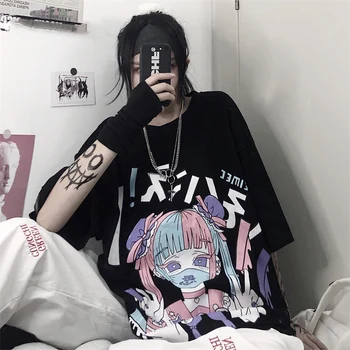 Vasaros Goth Seksuali Moteris Tee Estetinės Prarasti Moterys T-shirt Punk Tamsiai Grunge Streetwear Ponios Viršų Gotikos Tshirts Harajuku Drabužiai