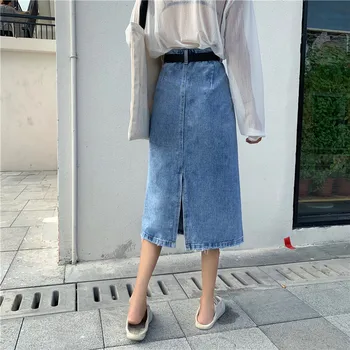 Vasaros nauji aukštos juosmens, plonas ir netinkamų pusė ilgio sijonas harajuku sijonas, sijonai, moteriški BW6580