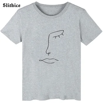 Veido Abstrakčiai paprastų Moterų marškinėliai viršuje Estetinės Grafinis t-shirt Juoda Balta Tumblr lady marškinėlius tee ropa mujer