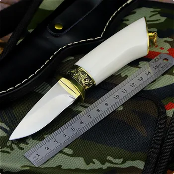 Veidrodis šviesos balto porceliano rankena high-end lauko aštrių tiesiai D2 plieno medžioklės peilis lauko taktikos surinkimo dovana peilis
