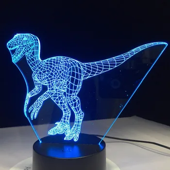 Velociraptor 3D Lempos Dinozaurų Blue 7 Spalvų Led Naktį Žibintai Vaikams Touch Led USB Lentelė Kūdikis Miega naktinė lempa Kambario Dekoro Lempos