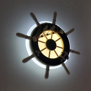 Viduržemio jūros inkaro sienos lempos kūrybos miegamojo sienos lempa asmenybės kambarį studijų fone, sieninis LED jūrų vairo
