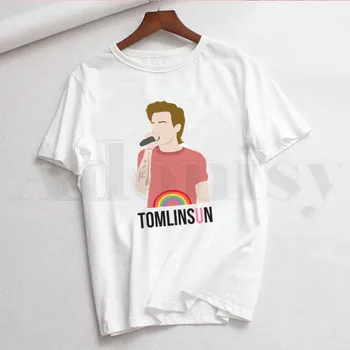 Viena Kryptimi louis tomlinson T Marškinėliai, moteriški marškinėliai trumpomis Rankovėmis Moteriška Viršūnes Tees Harajuku 