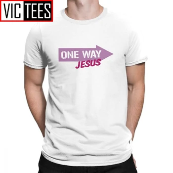 Vienas Būdas, kaip Jėzus Marškinėliai vyriški Medvilnės Crewneck trumpomis Rankovėmis Vyrams T Shirts Sklandų Didmeninių Trišakiai Plius Dydis Paprastas Stilius Įdomus