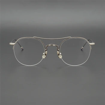 Vintage akiniai ultralight lydinio klasikinės apvalios halfrim rėmo TB903 literatūros stiliumi moterys, vyrai receptu, objektyvas nemokama laivas