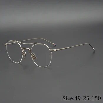 Vintage akiniai ultralight lydinio klasikinės apvalios halfrim rėmo TB903 literatūros stiliumi moterys, vyrai receptu, objektyvas nemokama laivas