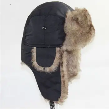Vyrai Moterų Žiemą Šiltas Trapper Aviatorius Skrybėlę Kailio Earflap Slidinėjimo Kepurė Vientisos Spalvos Bombonešis Skrybėlės