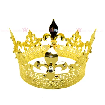 Vyrai Tiara King Crown Imperial Viduramžių Vainikėliai cosplay Modelis Rodo, Karalienės Plaukai, Aukso Papuošalai Princas Hairwear Derliaus Vainikai, Mo198