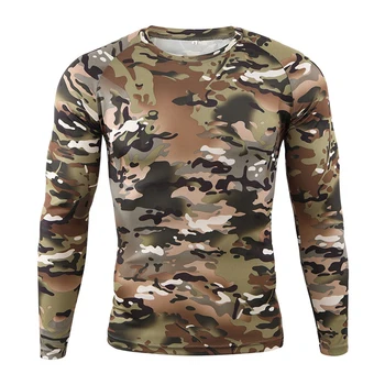 Vyriški Taktinis T-Shirt Quick Dry Karinės Long Sleeve T-Shirt Kvėpuojantis Fitneso Tee Viršūnes Taktinis Kovoti Camo Armijos Dėvėti