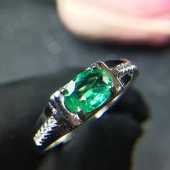 Vyrų Žiedas Smaragdas Vyras žiedas Nemokamas pristatymas Natrual nekilnojamojo smaragdas 925 sterlingas sidabras brangakmenio Fine jewelry 5*7mm