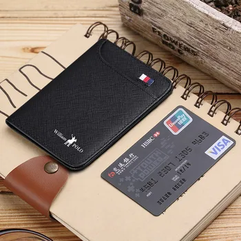 WILLIAMPOLO Ultra-plona piniginė vyriškos odos trumpas, kompaktiškas ID maišelį, banko kortelės, piniginė vyrams
