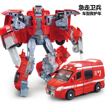 WJ Transformacijos 5 Žaislų Deformacijos Robotas Automobilių Metalo Dalis Krano Fire Truck Greitosios pagalbos Motociklo Ekskavatorių Modelis