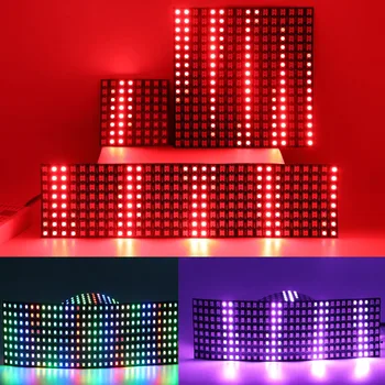 WS2812B Pikselių RGB Led Modulis centralei 8X8/16X16/8X32 Matricos Ekrano WS2812 IC Lankstus Individualiai Naudojamos Led Žibintai DC5V