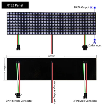 WS2812B Pikselių RGB Led Modulis centralei 8X8/16X16/8X32 Matricos Ekrano WS2812 IC Lankstus Individualiai Naudojamos Led Žibintai DC5V