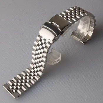 Watchbands 20mm 22mm 24mm Nerūdijančio Plieno kišeninių Laikrodžių Dirželis Saugos Lankstymo Sagtimi Sidabro varžteliai +lenktas baigiasi naujas