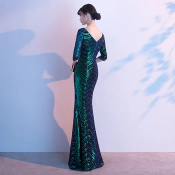 Wei yin AE0241 vakarinę Suknelę Ilgai Sparkle Nauja Žalia V-Kaklo, Moterims, Elegantiškas China Undinė Maxi Vakare Šalis Suknelė Suknelė