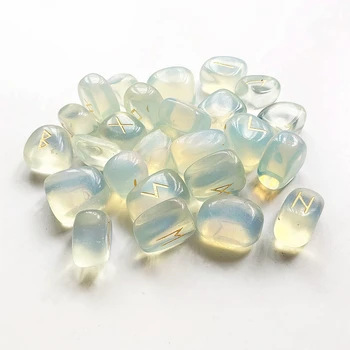 White Opal Opalite Akmens Runos Nustatyti Burtas Krito Akmenys Amuletas 
