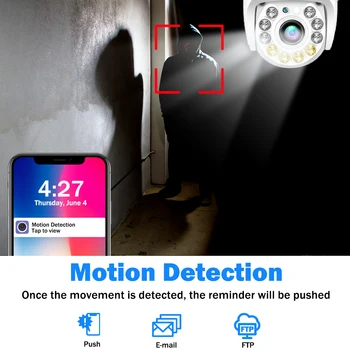 Wi-fi IP Kamera Lauko 1080P HD Smart Namų Apsaugos Kamera, VAIZDO Kameros AI Aptikti Žmogaus 4X Skaitmeninis Priartinimas Spalva Naktinio Matymo CamHi