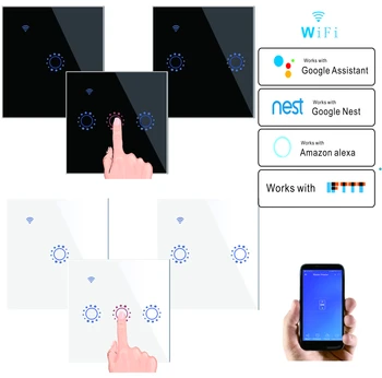 Wifi Smart Šviesos Jungiklis Tuya Ewelink App Touch Panel Bevielis Sienos Jungiklis, dirbti su IFTTT Alexa Echo 
