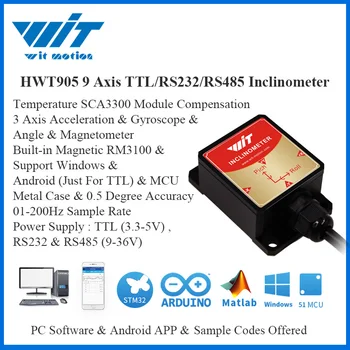 WitMotion HWT905 Didelis Tikslumas 0.05 ° Karinio Laipsnio Jutiklis Inclinometer 9 Ašis AHRS Jutiklis atsparus Vandeniui IP67 & Anti-vibration