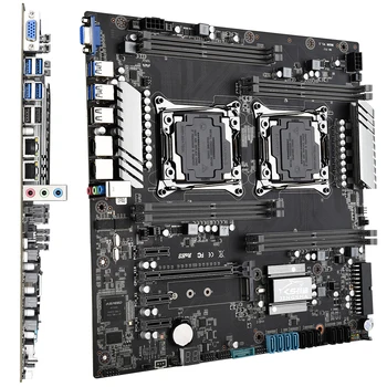 X99 Dual CPU Plokštė LGA 2011-V3/V4 Lizdas Dual Gigabit Ethernet VGA, USB3.0,10* SATA3.0, NVMe M. 2, 8* DDR4 Iki 256 gb