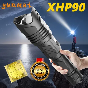 XHP90 led žibintuvėlis Galingas xhp70.2 labiausiai galingas žibintuvėlis 26650 usb fakelas xhp70 xhp50 žibintų 18650 medžioklės lempos šviesos rankos