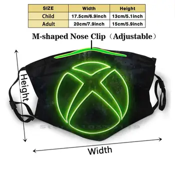 Xbox Logotipo Dizaino Apsaugos Nuo Dulkių Filtras Plaunamas Veido Kaukė Vaikams, Žaidimų Žaidėjas Žaidimai Žaidimas 