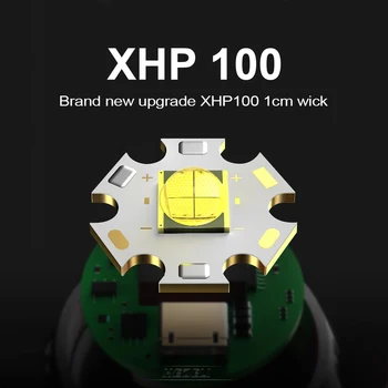 Xhp100 labiausiai galingas led žibintuvėlis fakelas usb xhp90.2 įkrovimo taktinis žibintuvėlis 18650 arba 26650 vertus lempos medžioklės žibintų