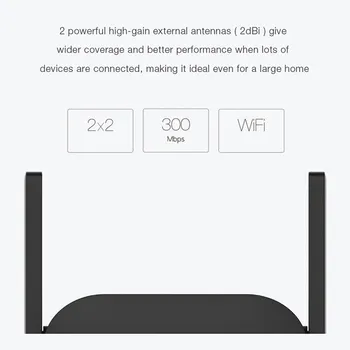Xiaomi WiFi Kartotuvas Booster Pro 300Mbps Mi Stiprintuvo Tinklo Expander Maršrutizatorius Extender Roteador 2 Antenų Maršrutizatorius Wi-Fi Namuose