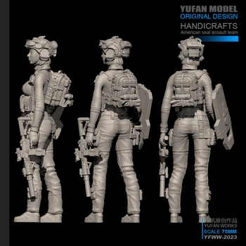 YUFan Modelis 1/24 Dervos Rinkiniai Šiuolaikinių moterų kareivis dervos kareivis savarankiškai surinkti (75mm) YFWW-2023