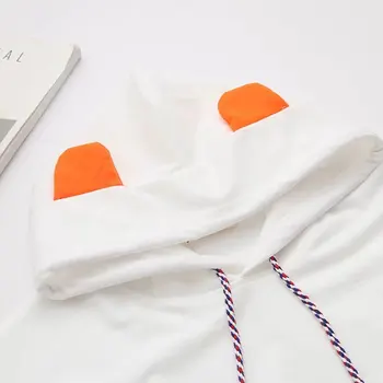 YUPINCIAGA Japonijos Mori Moterų spausdinti fox gobtuvu atsitiktinis palaidų trumparankoviai marškinėliai Su Ragais Harajuku Gobtuvu Mergaitėms Tee viršūnės