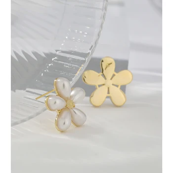 Yhpup Stilingas Imituojamas Perlai Gėlių Stud Auskarai Elegantiški Auskarai Papuošalai Moterims Orecchini Donna Aksesuarai Dovanos 2020 m.