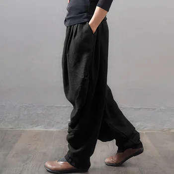 ZANZEA Vasaros Haremo Kelnės Moterims Senovinių Žibintų Kelnės Kelnės Ropė Streetwear Atsitiktinis Laisvas Kritimas Tarpkojo Pantalon Plius Dydis