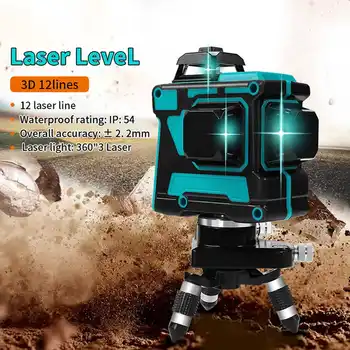 ZEAST Lazerio Lygis 12 Eilučių, Mėlyna 4D Automatinis Savarankiškai Lygiava 360 Pasukimo Vertikali Horizontalaus Kirsti Liniją, Lygio Matavimo Priemonės