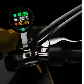 ZSDTRP 3 in 1 voltmetras Laikrodis Universalus Elektroninis Skaitmeninis Termometras Temperatūros Laiko Motociklo Modifikuotų ATV LED