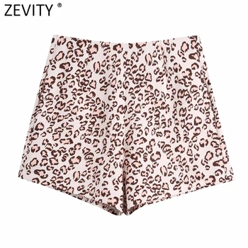 Zevity Naujas 2021 Moterų Mados Leopard Print Verslo Šortai Ponios Streetwear Prašmatnus Atgal Užtrauktuką Atsitiktinis Slim Pantalone Cortos P988