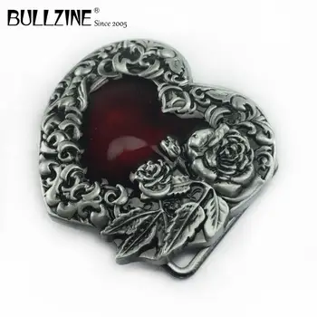 Į Bullzine Širdies diržo sagtis su raudonu emaliu, alavas apdaila FP-02241 tinka 4cm pločio diržas