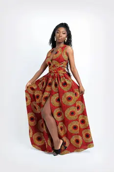 Įvairių Būdų, kaip Dėvėti Ilgą Suknelę Afrikos Moterų Veislės Diržo Mados Skaitmeninis Spausdinimas Seksualus Padalinta Ilga Suknelė 