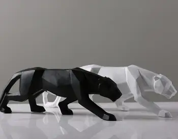 Šiaurės Abstrakčiai White Panther Skulptūros, Geometriniai Leopard Statulos Laukinių Gyvūnų Dekoro Ornamentą Namų Dekoro Priedai