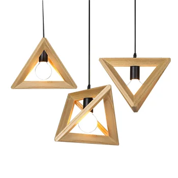 Šiaurės Medžio masyvo Trikampis Pakabukas Šviesos Loft Virtuvės Sala Hanglamp Modernios LED Trikampis Medinis Pakabukas Lempa, Naktiniai Apšvietimas
