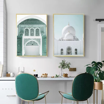 Šiaurės plakatas mečetė, Islamo architektūros paplūdimio akmens sienos meno aliejaus tapybai ir spausdinimo sienų tapyba kambarį namuose decorati