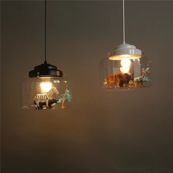 Šiaurės stiklo šiuolaikinės priedai veltiniams, vilna lempa led lubų PVC Naujų gyvūnų, kabamųjų šviesos vaikų kambario led kabo lempa dekoro Šviesos šviestuvas