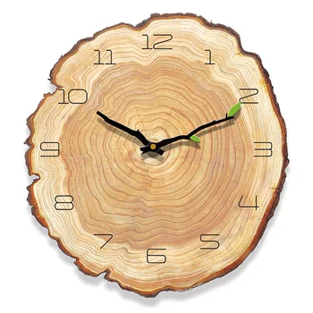 Šiaurės šalių namų puošybai sieninis laikrodis kambarį išjungti metines žiedas kvarcinis laikrodis Azijos kūrybos medžio imitacija, grūdų laikrodis 12 cm