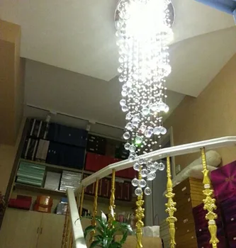 Šiuolaikinės paprasta LED šviestuvo besisukančių laiptų kristalų liustra ilgai liustra dvipusė grindų villa kambarį kristalų lempos