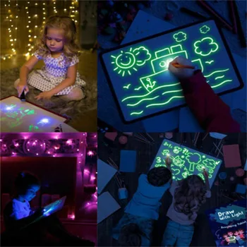 Šviesos Magija Piešimo Lenta Vaikams Žaislas Tablet Piešti Tamsoje Su Liuminescencinėmis Pen Rusijos Šviesą Švietimo Žaislai Vaikams