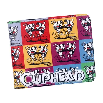 Žaidimas Cuphead Piniginės Animacinių filmų Mugman berniukai piniginės& aplankai su ID langą, Užtrauktuko monetos kišenėje Kredito kortelės lizdas