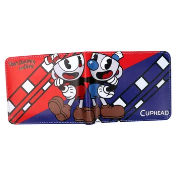 Žaidimas Cuphead Piniginės Animacinių filmų Mugman berniukai piniginės& aplankai su ID langą, Užtrauktuko monetos kišenėje Kredito kortelės lizdas