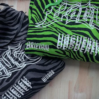 Žalia Zebras Spausdinti Moterų Prarasti Mados Ins Europos Viršūnių Palaidinukė Hoodies Negabaritinių Hoodie Harajuku Kpop Gotikos Streetwear