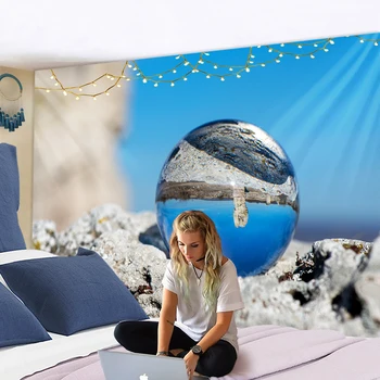 Žemės planeta gobelenas sienos kabo paplūdimio iškylą kilimų kempingas palapinė miega kilimėlis namų puošybai lovatiesė paklode sienos medžiaga